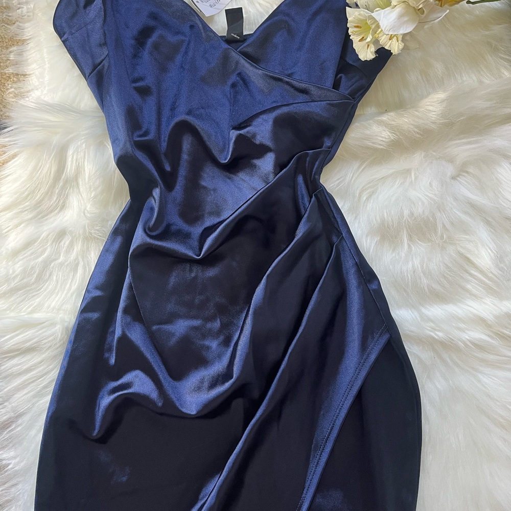 Windsor Blue Ruffled Asymmetrical Sheath Dress